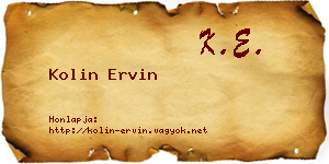 Kolin Ervin névjegykártya